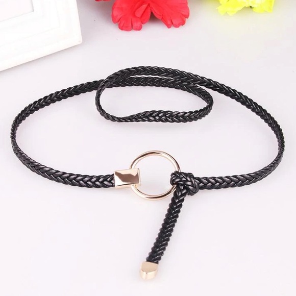 PU Leather Circle Tie Belt Set of 2 - Picture 3 of 3